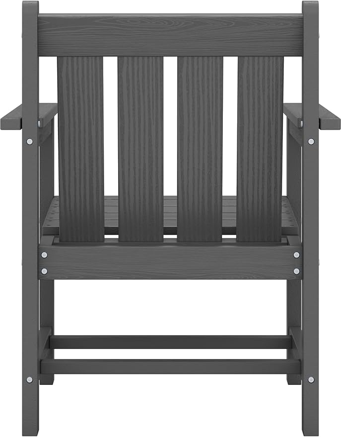 SEWRWALL 3 Pieces Patio Bistro Set, All Weather Adirondack Chair Set with Side Table, HDPE Material Outdoor Patio Furniture Set for Balcony, Porch, Garden, Backyard- Gray