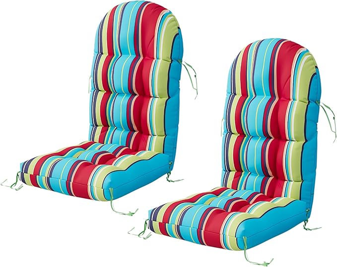 Adirondack Chair Cushion Set of 2, Rocking Chair Cushions, High Back Patio Cushions, Thickened Weather Resistant Patio Cushion with 6 Ties, Non Slip Fade & Waterproof