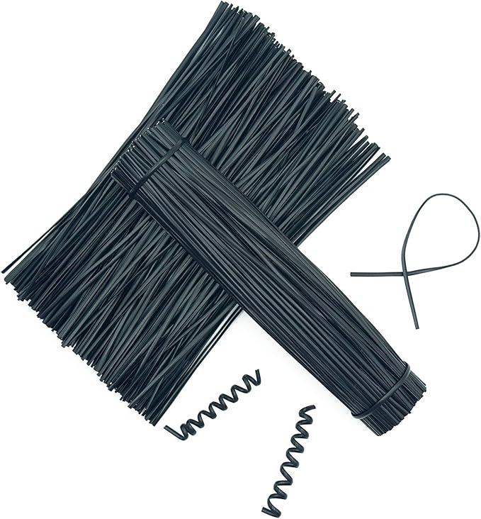 Black Plastic Twist Ties Bulk, 6 Inch Reusable Twist Ties Garden Ties for Plants, 500 Pcs Metallic Twist Ties for Bread Bags, Vines and Wrapping Cords, Christmas Decor