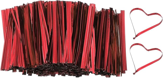 PATIKIL Bag Twist Ties 2 Inch, 800 Pcs Metallic Bread Ties for Treat Plastic Bags Gift Wrapping Candy Coffee Bag Plant Party Cake Favor, Red