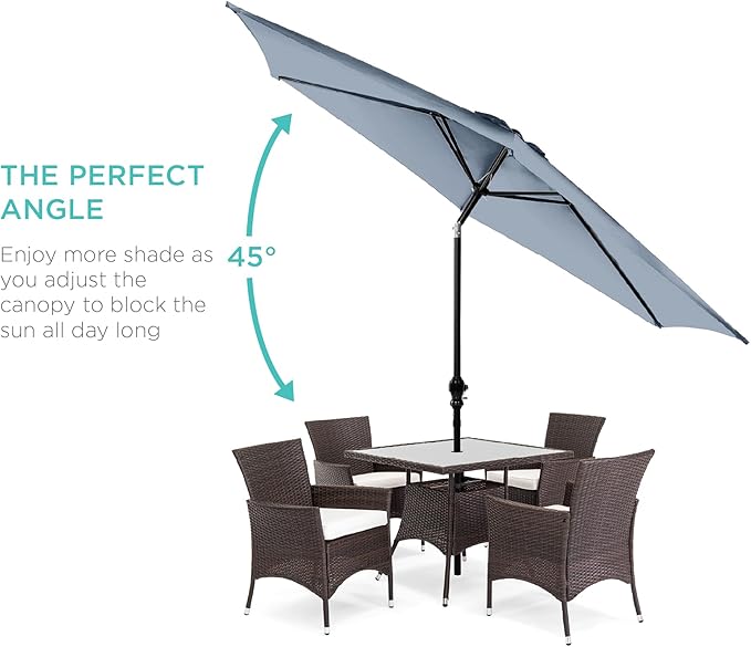 Best Choice Products 10ft Outdoor Steel Polyester Market Patio Umbrella w/Crank, Easy Push Button, Tilt, Table Compatible