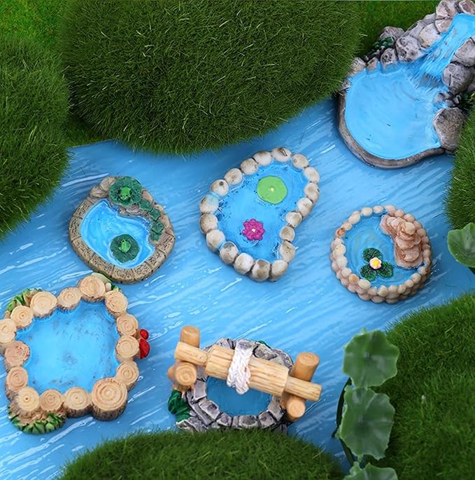 Mini Fairy Garden Accessories Kit, Micro Landscape Decoration Pond Bridge Ornaments, Miniature Figurines for Potted Plant Bonsai Terrarium Decor Little Brown Plank Bridge(ZS193)