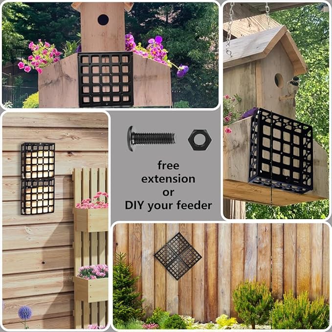 Suet Bird Feeder for Outdoors - Freestyle for Wall Mounting/Hook Hanging/DIY Creatives - One Cake Capacity Cage for Feeding Wild Birds Outside/Backyard/Garden