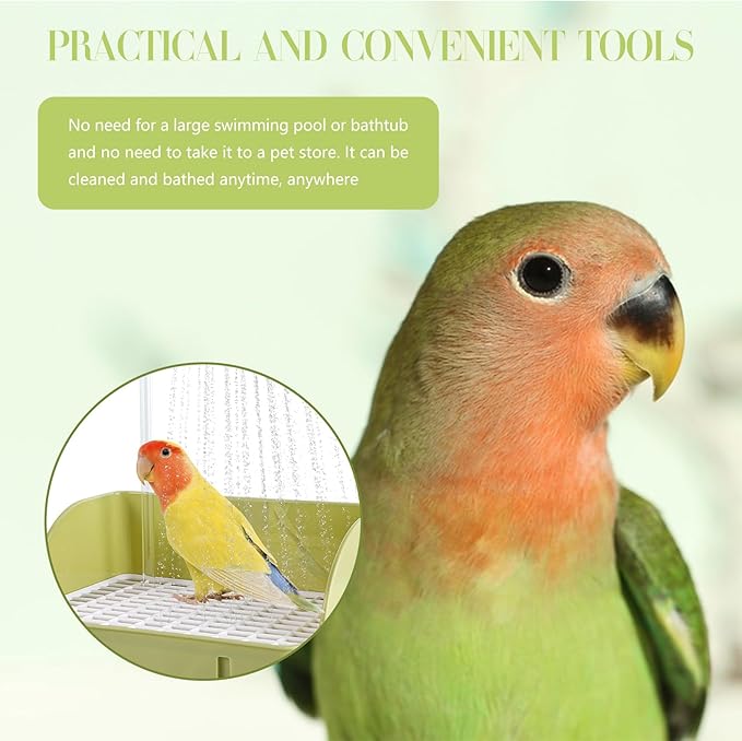Parrot Bathtub Bird Automatic Bath Shower,Large Bird Shower Fountain Indoor Bathtub with Running Water, Contains USB and Pump,for Pet Birds, African Grey, Cockatiel, Conure, Budgie, Lovebird(White)
