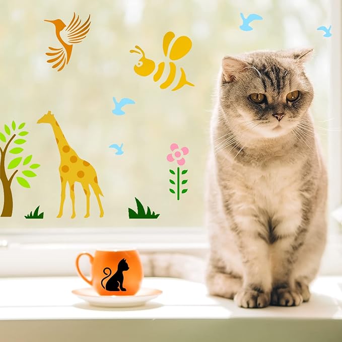 Fainne 100 Pcs 2 Inch Stencils Small Stencils for Painting on Wood Reusable Painting Templates Crafts for DIY Scrapbook, Wood, Wall, Fabric, Rock, Chalkboard, Sign(Animals)