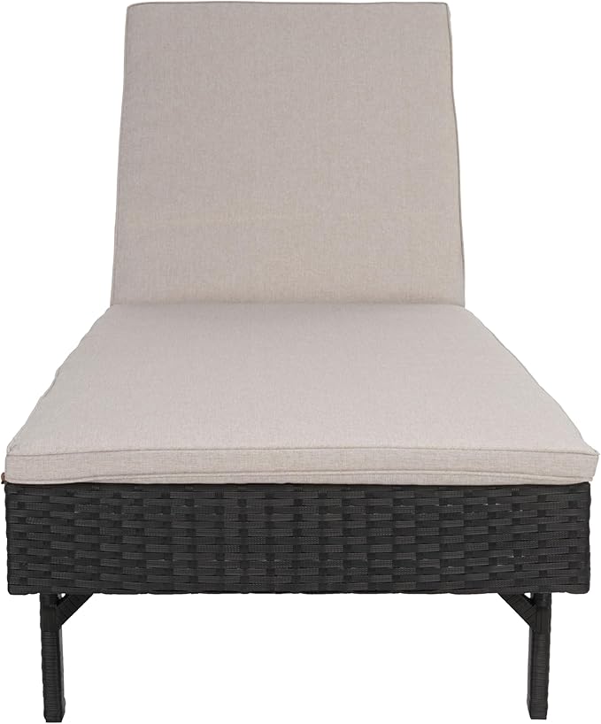SAFAVIEH PAT7501E Cam Sunlounger Outdoor Set, Black/Light Grey