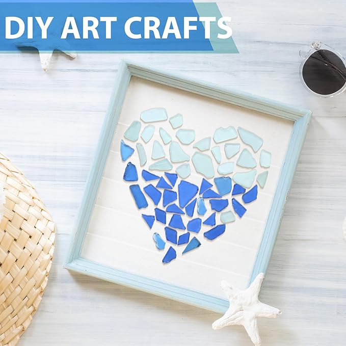 Jetec 11 oz Sea Glass for Crafts Pieces Decor Flat Frosted Sea Glass Vase Filler Crushed for Beach Wedding Party Decor Home Aquarium DIY Craft Supplies(Deep Blue, Blue, White)
