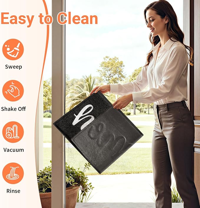 StepLively Door Mat Home Welcome Mats Outdoor and Indoor, Heavy-Duty Low-Profile Non-Slip Front Welcome Mat for Home Entrance, Outside Entry, Yard, Floor, Patio, Valentine's Day (30''x17.5'', Black)