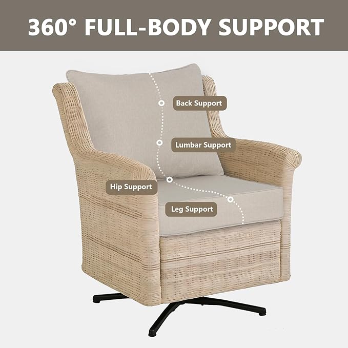 Goodgoods 24 x 24 Outdoor Patio Deep Seat Cushions 2-Pack, 1000+ Hours Fade-Resistant & Water-Resistant Outdoor Furniture Chair Cushions with 30D High-Resilience Foam for Sofa Chair, Putty