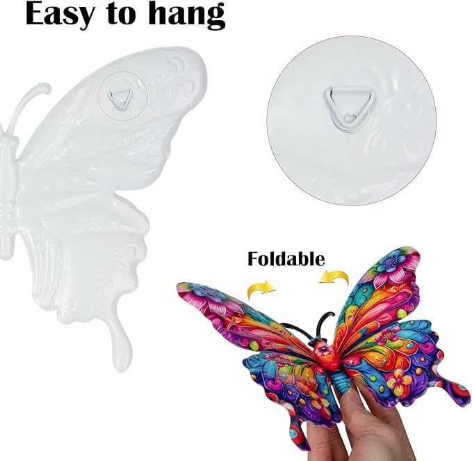 SUNREEK 4Pcs Metal Butterfly Wall Decor, 9 Inches Butterfly Outdoor Wall Art for Fence Garden Yard Room Patio Balcony Decorations