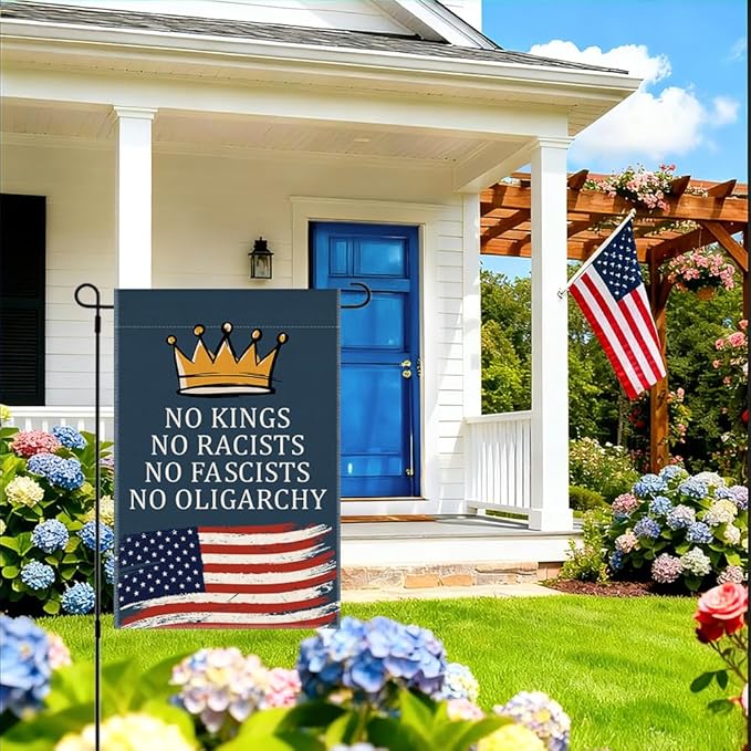 RZHV No Kings Double-Sided Garden Flag for Outdoor House Yard Sign Garden Decor Parade, Inclusive Equality Diversification Outdoor Banner, Politica Social Justice Yard Sign
