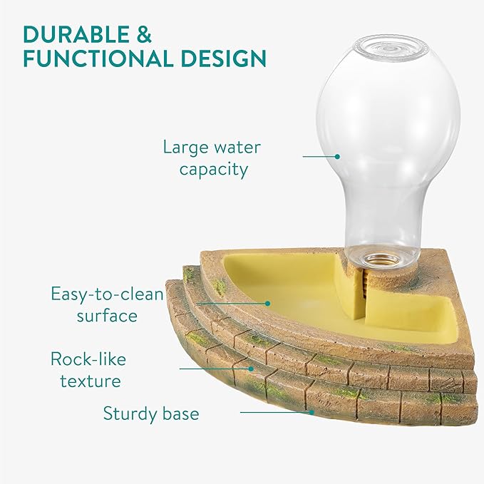 Navaris Corner Reptile Water Bowl, 400ml - Lizard & Tortoise Dish Accessories for Enclosure - Water or Food Bowls for Turtle, Lizard, Gecko, Bearded Dragon, Hedgehog, and More