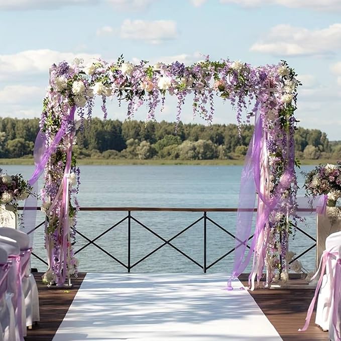 Artificial Wisteria Hanging Flowers-Fake Wisteria Flower Garland Silk Vines Rattan Decor for Home Wedding Arch Wall Garden Greenery Bedroom Outdoor Office Party Decoration (24, Purple)