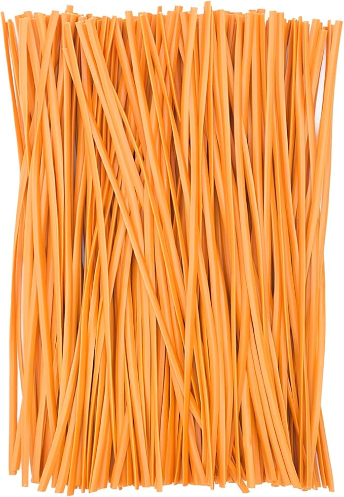 Orange Plastic Twist Ties Bulk, 6 Inch Reusable Twist Ties Garden Ties for Plants, 500 Pcs Metallic Twist Ties for Bread Bags, Vines and Wrapping Cords, Christmas Decor