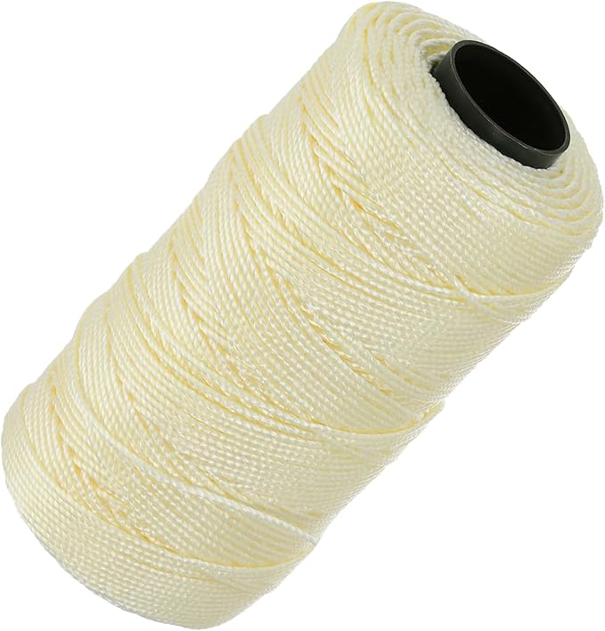 MECCANIXITY Nylon String 3 Strands Twisted Mason Line 1.5mm x 218 Yards Nylon Twine String for DIY Projects, Home Improvement, Gardening, Gift Wrapping, Christmas Party Supplies, Creamy Yellow