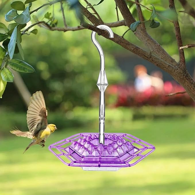 Hummingbird Feeders for Outdoors Hanging with 30 Feeding Ports Saucer Humming Bird Feeder Bee-Proof Leak-Proof No Drip, Easy to Clean and Refill (Purple)