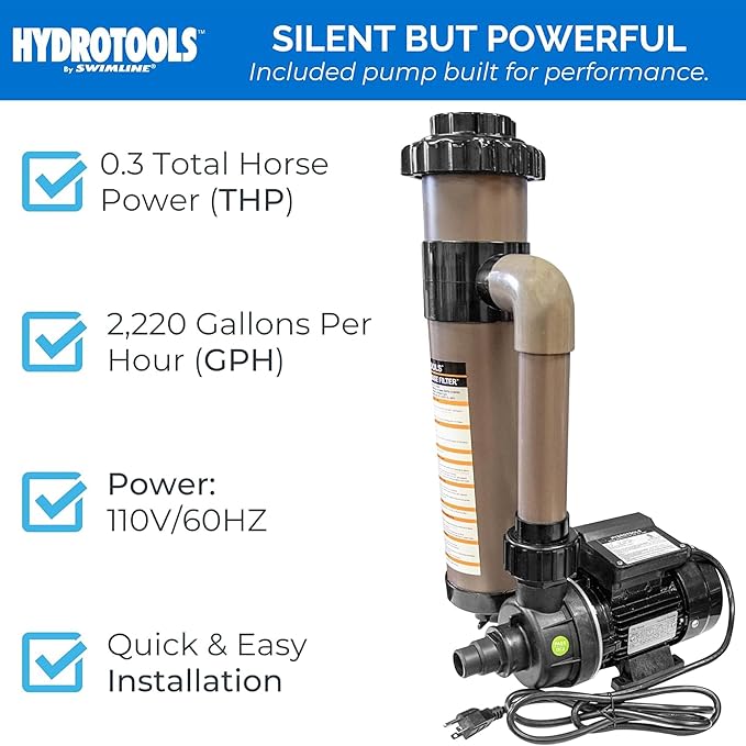 SWIMLINE HYDROTOOLS Above-Ground Pool Cartridge Filter System, 8 Sq Ft with 0.3 THP Pump, Pools up to 9000 Gallons