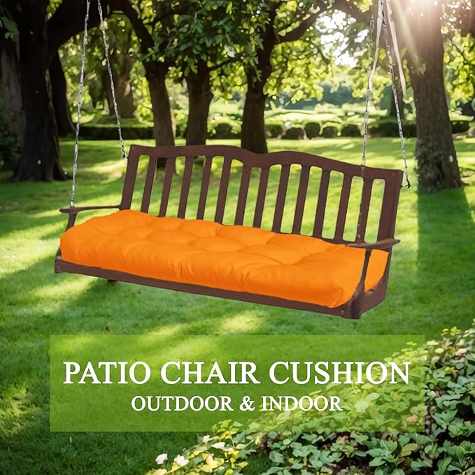 MTMR Outdoor Bench Cushion, Waterproof Wicker Chair Cushion, Thick Patio Replacement Seat Pad for Porch Lawn Indoor Swing Couch Sofa Loveseat, Patio Furniture Cushions, 44x19 Inch, Orange