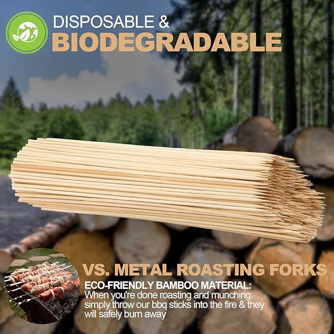 Suclain 500 Pcs Smores Sticks 36" Long 5mm Thick, Marshmallow Roasting Sticks Bamboo Skewers BBQ Kabob Grilling Barbecue Roasting Camping for Outdoor Fire Pits Campfires
