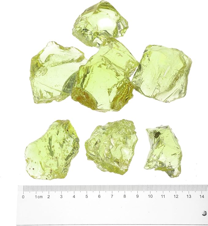 uxcell Fire Glass for Fire Pit, 3-5cm(1-1/5"to 2") High Luster Reflective Glass Rocks for Natural or Propane Fireplace, Safe for Outdoors and Indoors, Olive Green, 400g/14oz