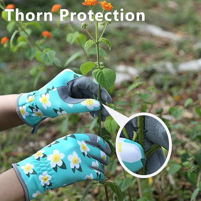 Baidast Garden Gloves, Breathable Leather Gardening Gloves Thorn Proof for Digging, Planting, Pruning