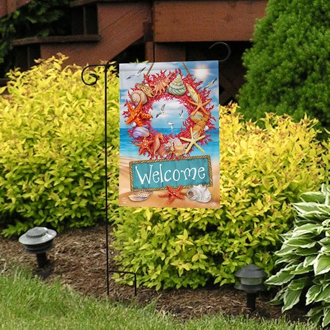 Briarwood Lane Coral Wreath Garden Flag