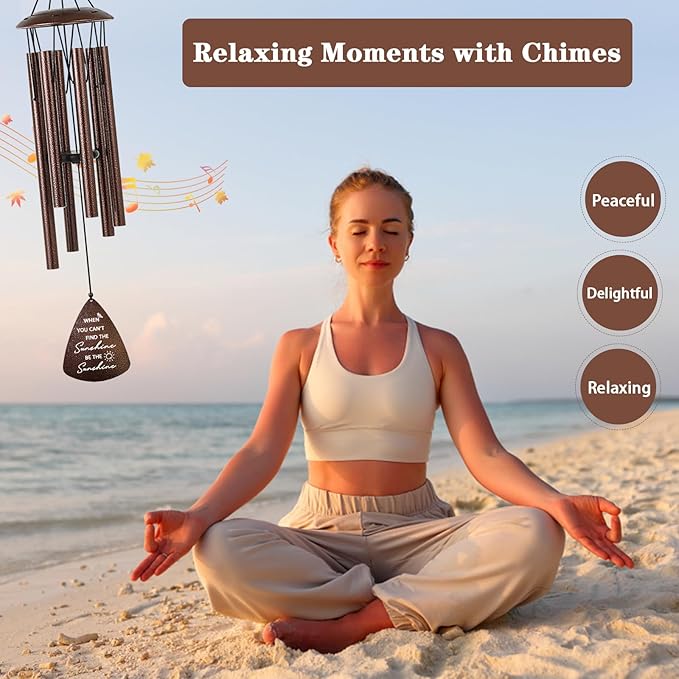 Get Well Gifts for Women Men, 32" Bronze Wind Chimes Inspirational Gifts for Women, Cheer Up Positive Sending You Sunshine Get Well Soon Gift Baskets
