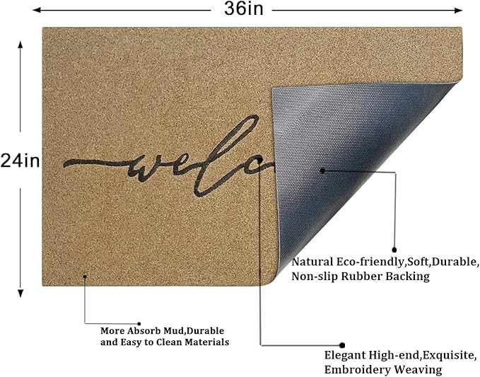 AAZZKANG Welcome Mats Outdoor with Non Slip Rubber Backing Easy to Clean Outdoor Indoor Doormat for Front Door High Traffic Areas Entrance Large
