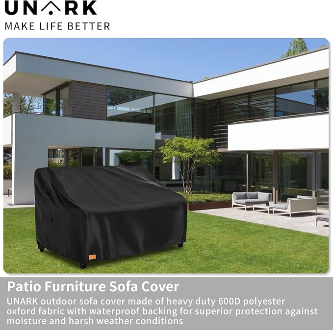 Outdoor 2 Seater Loveseat Cover, Waterproof Heavy Duty Patio Furniture Covers, 58W x 33D x 32H Inches Outdoor Couch Cover, Sofa Covers for Patio Furniture Waterproof,Black