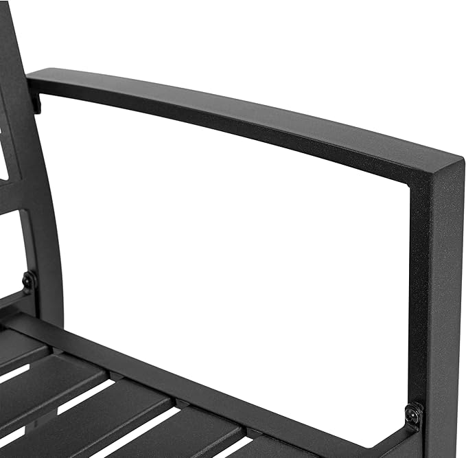 Yaheetech Outdoor Patio Dining Chairs Set of 2 with Armrests and Metal Frame, Stackable Heavy-Duty Metal Black Outdoor Chairs for Garden, Lawn and Yard