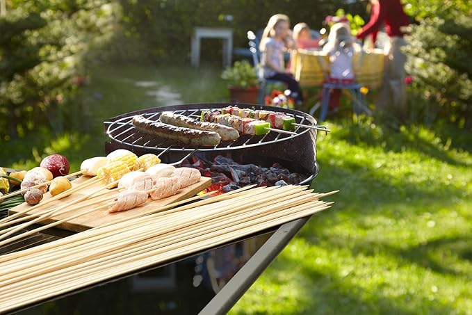 200 PCS Bamboo Marshmallow Roasting Sticks, SMores Skewers for Fire Pit, Extra Long 36 Inch Heavy Duty 5mm Thick Wooden SMores Sticks for Open Fire Pits Roaster Barbecue Hot Dog Camping Kebab Sausage