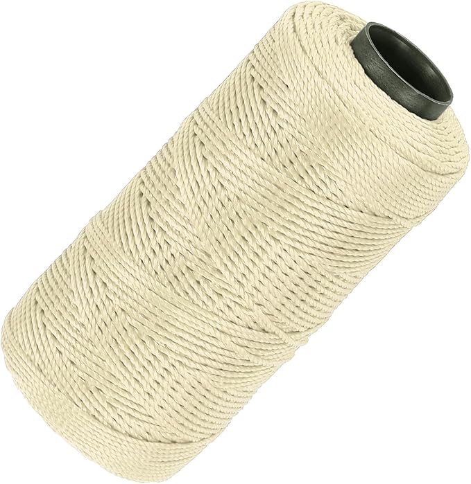 MECCANIXITY Nylon String 3 Strands Twisted Mason Line 1.5mm x 218 Yards Nylon Twine String for DIY Projects, Home Improvement, Gardening, Gift Wrapping, Christmas Party Supplies, Beige