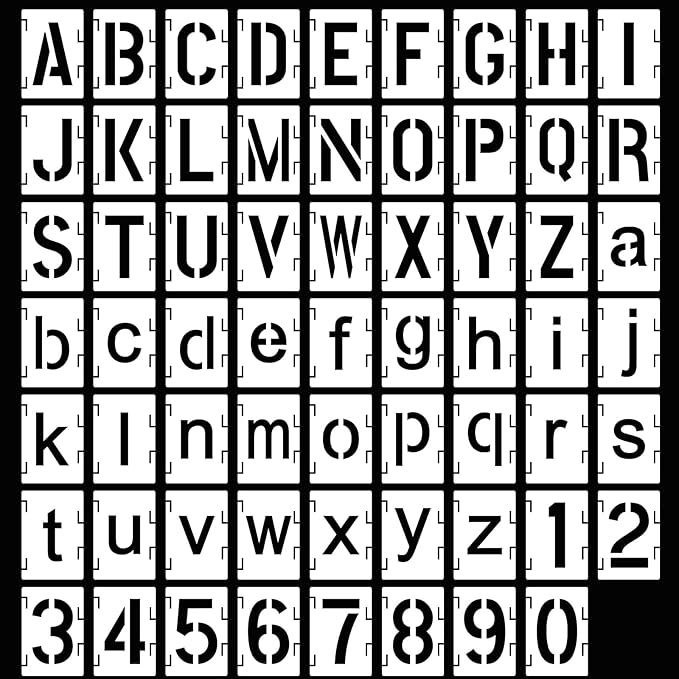 Augshy 2 Inch Letter Stencils for Painting, 56 Pcs Reusable Interlocking Letter Stencils for Crafts Alphabet Art Craft Stencil Plastic Templates for Wood Wall Fabric Rock Signage