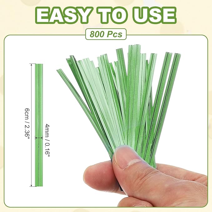 PATIKIL Bag Twist Ties 2 Inch, 800 Pcs Metallic Bread Ties for Treat Plastic Bags Gift Wrapping Candy Coffee Bag Plant Party Cake Favor, Green