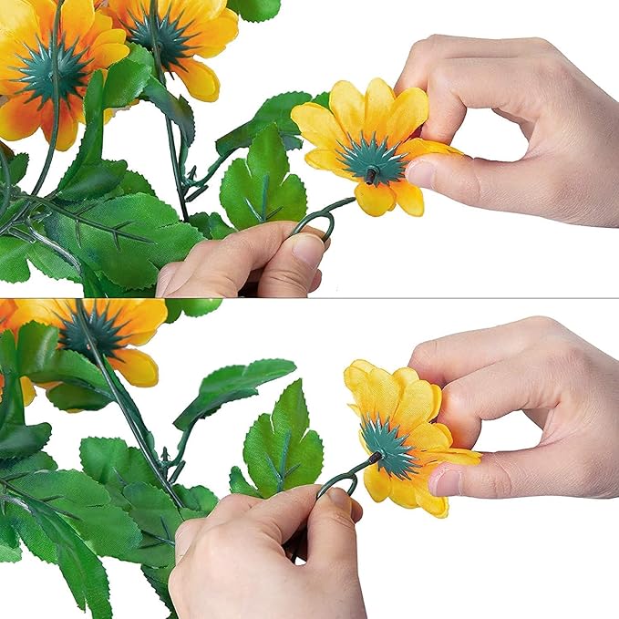 2 Pcs Artificial Sunflower Garland,Sunflower Vine with Leaves,Hanging Garland with Green Leaves,Outdoor False Flower Arch,Arrangement for Wedding Party Anniversary Home Office Table Centerpiece Decor
