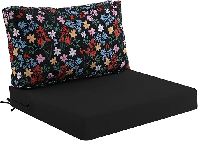idee-home Outdoor Cushions for Patio Furniture, Outdoor Seat Cushion, Waterproof Hampton Bay Deep Seat Replacement Couch Chair Cushions for Garden Lawn Backyard Deck, 28.5 x 28.5 Floral Pattern