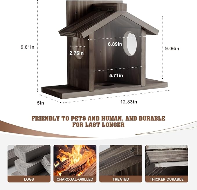 Gnodary Squirrel Feeders for Outside, Durable Squirrel House for Outdoor - Chipmunk Feeder, Squirrel Food for Backyard Squirrels Hold Corn, Corn Cob, Peanuts (Walnut Brown)