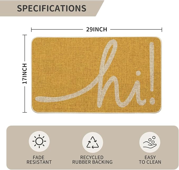 Artoid Mode Yellow Hi Regular Doormat, Home Decor Low-Profile Switch Rug Welcome Door Mat Floor Mat for Front Door Indoor Outdoor 17x29 Inch