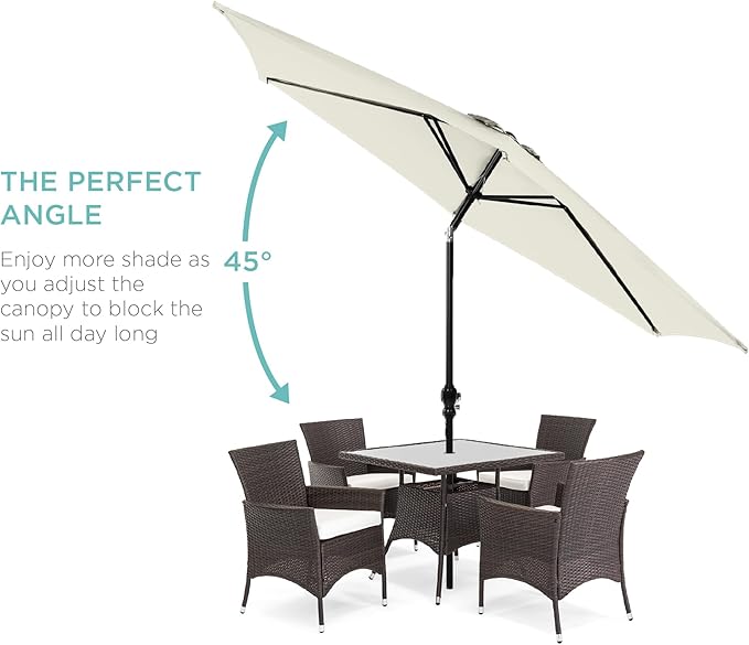 Best Choice Products 10ft Outdoor Steel Polyester Market Patio Umbrella w/Crank, Easy Push Button, Tilt, Table Compatible
