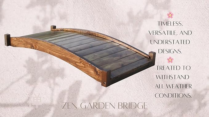 SamsGazebos Zen Japanese Style Wood Garden Bridges, 6', Brown