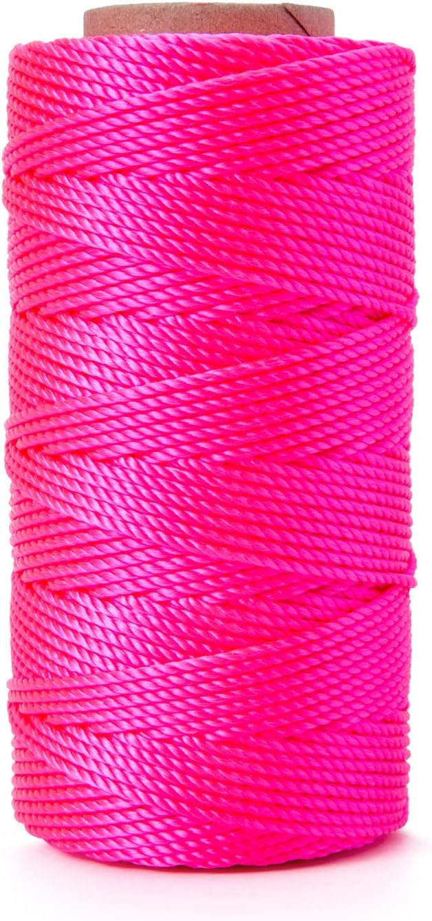 HONGDA #18 Nylon Twine, 270FT, Fl.Pink, Superior Strength, Trot Line, Net Making, Workshop, Crafts, Gardening