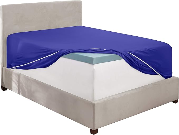 Clara Clark Fitted Sheet Queen Size, Super Soft Queen Fitted Sheet Only Fits up to 16 Inch Mattress - Wrinkle, Fade, Stain Resistant Queen Size Fitted Sheet - Royal Blue Fitted Sheet