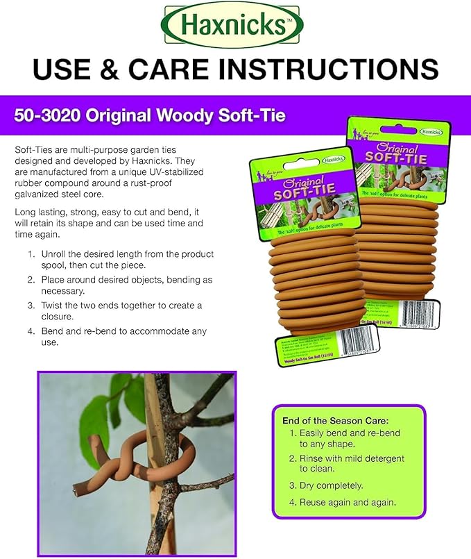 Garden Twist Tie - Original Soft Tie for Plants & Trees - 16.4' - UV Stabilised Rubber Compound