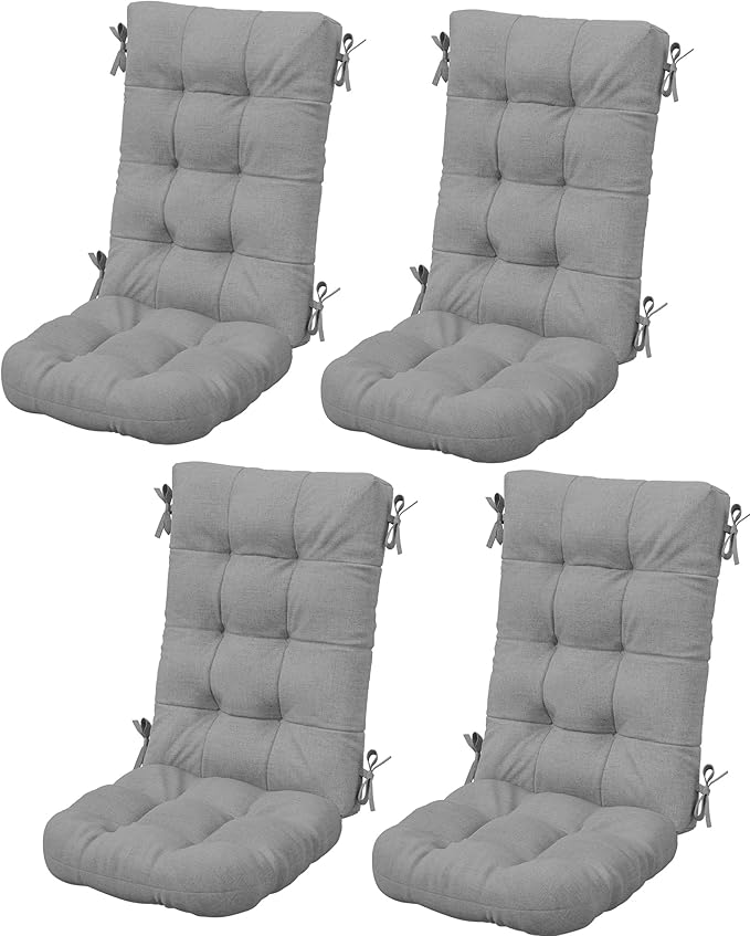 SERWALL HDPE Outdoor Rocking Cushion Set of 4, Memory Foam Cushion Dark Gray