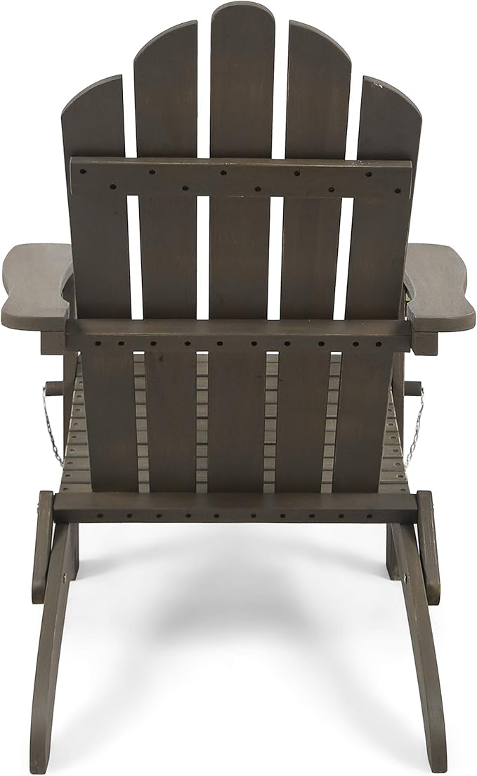 Christopher Knight Home Cara Outdoor Foldable Acacia Wood Adirondack Chair, Gray Finish