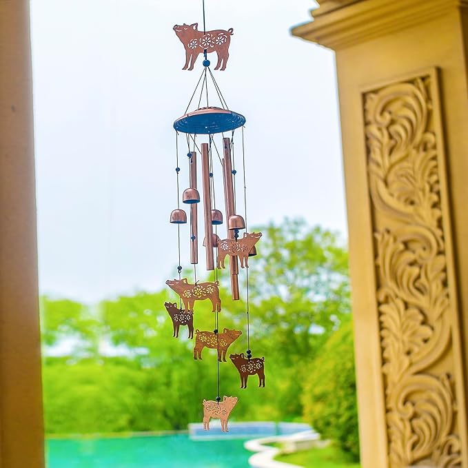 Pig Wind Chimes for Outside,Pig Gifts for Women/Men/Sympathy/Memorial/Festival Birthday Gifts Metal windchimes Outdoors/Indoors,Patio Decor,Garden Decor,Yard,Home,Porch