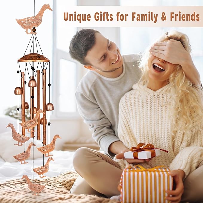 Goose Wind Chimes for Outside, Metal Windchimes Outdoors, Goose Gifts for Women/Men, Memorial/Birthday Gifts, Garden Decor for Outside, Patio or Yard, Durable Chimes for Outdoors