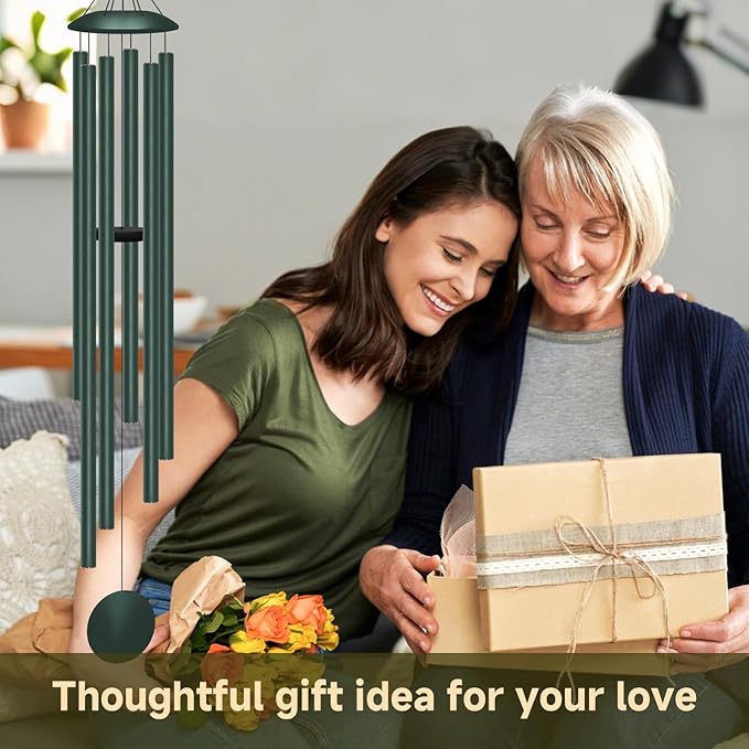 66" Extra Large Wind Chimes for Outside Deep Tone, 6 Thick and Bold Aluminum Tubes Tuned Relaxing Melody Wind Chime, Big Wind Chimes for Garden Patio Decor, Great Gift Idea for Mother's Day (Forest)