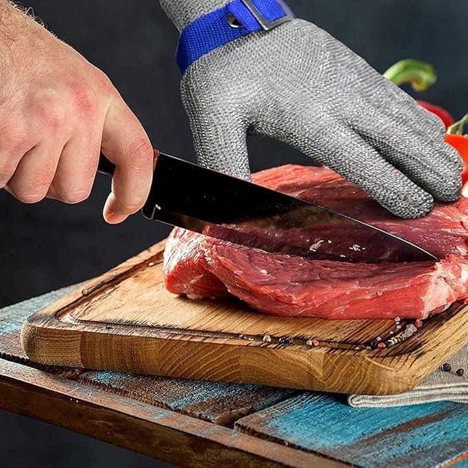 Schwer SlicePro ANSI A9 Cut Resistant Glove PR1707, Food Grade Stainless Steel Wire Metal Gloves, Cutting Gloves for Kitchen, Meat Cutting, Oyster Shucking, Fish Fillet, （M, 2 PCS）