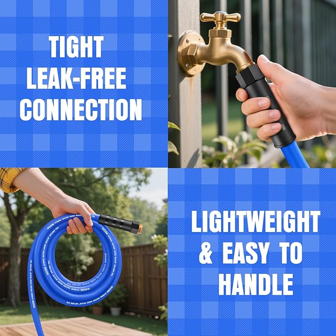 Heavy Duty Garden Hose 75 ft, Non-Expanding Flexible Water Hose, Kink Resistant Lightweight Hybrid Hose, Leakproof Hose Male to Female Fittings